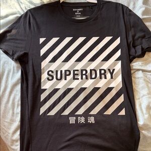 Superdry Black and White Striped Tee